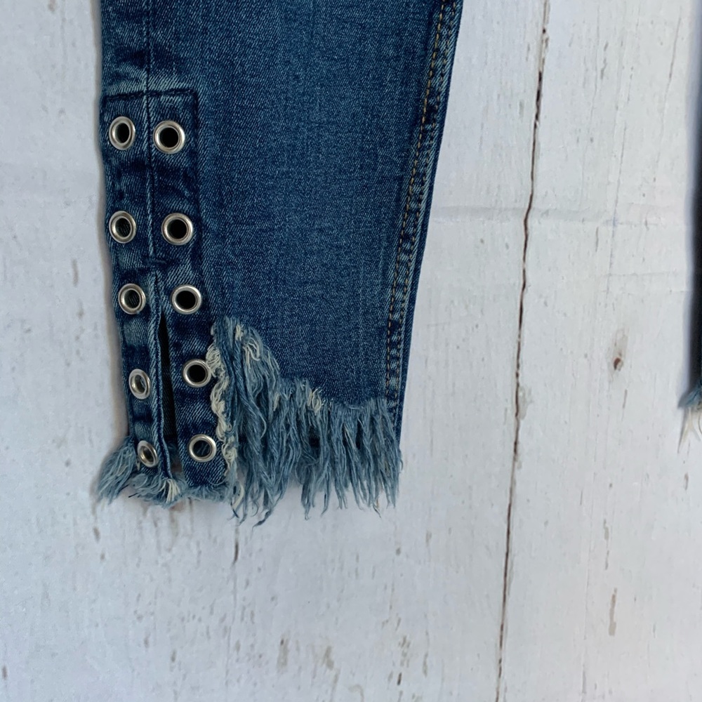 Zara Frayed Distressed Skinny Jeans Size 4 - Picture 3 of 4